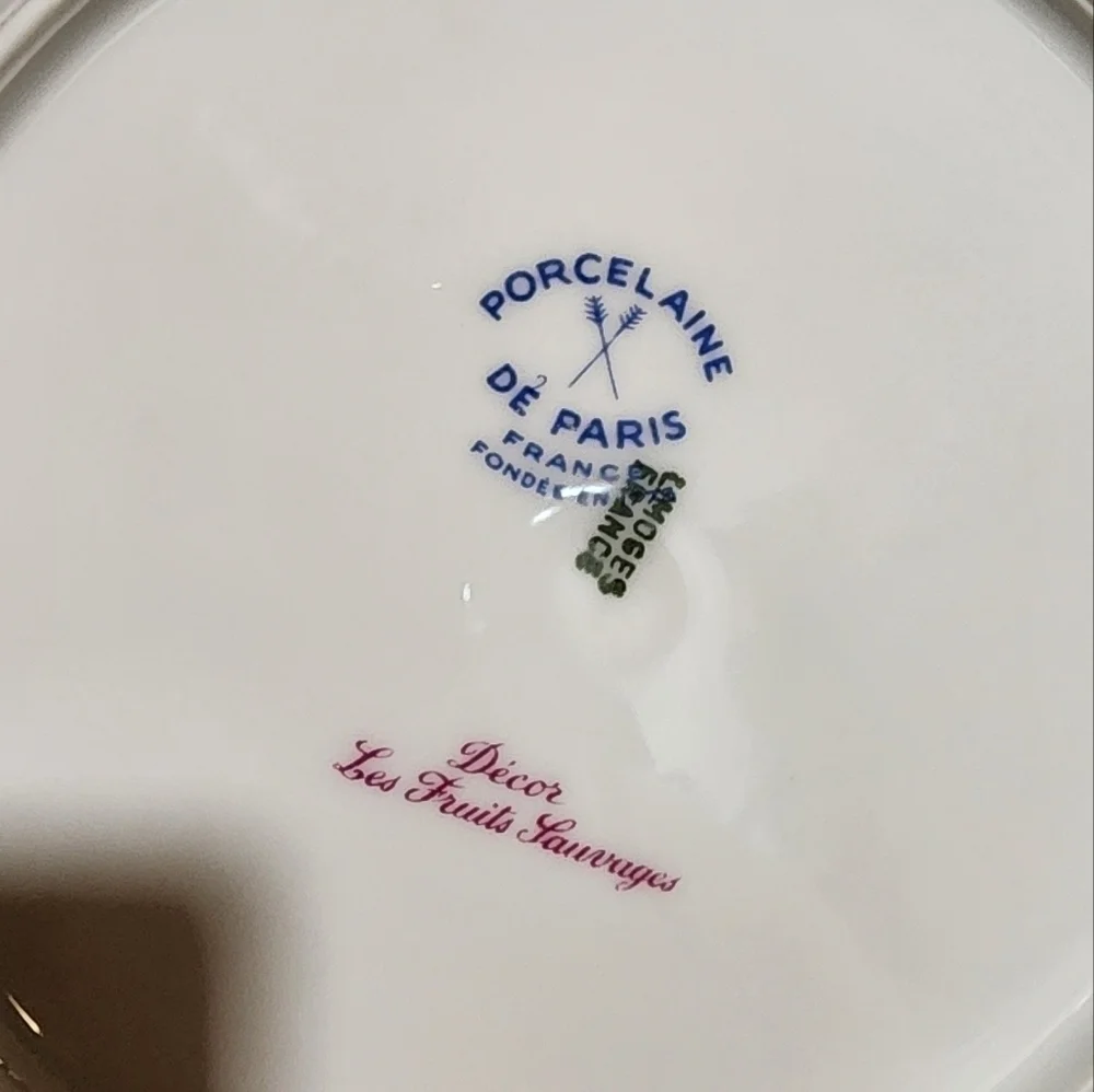 Vintage Porcelaine De Paris France  Raspberry Ceramic Dessert Plates Set Of 4